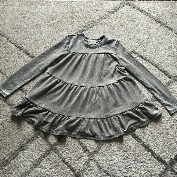 Anthropologie Saturday Sunday Grey Burnout Ruffle Tiered Tunic boxy XS - Picture 4 of 7
